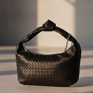 NWT Half Moon Black Woven Women's Bag 11×6 Small Purse